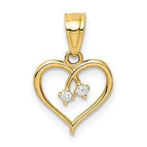 10K Gold CZ Heart Pendant